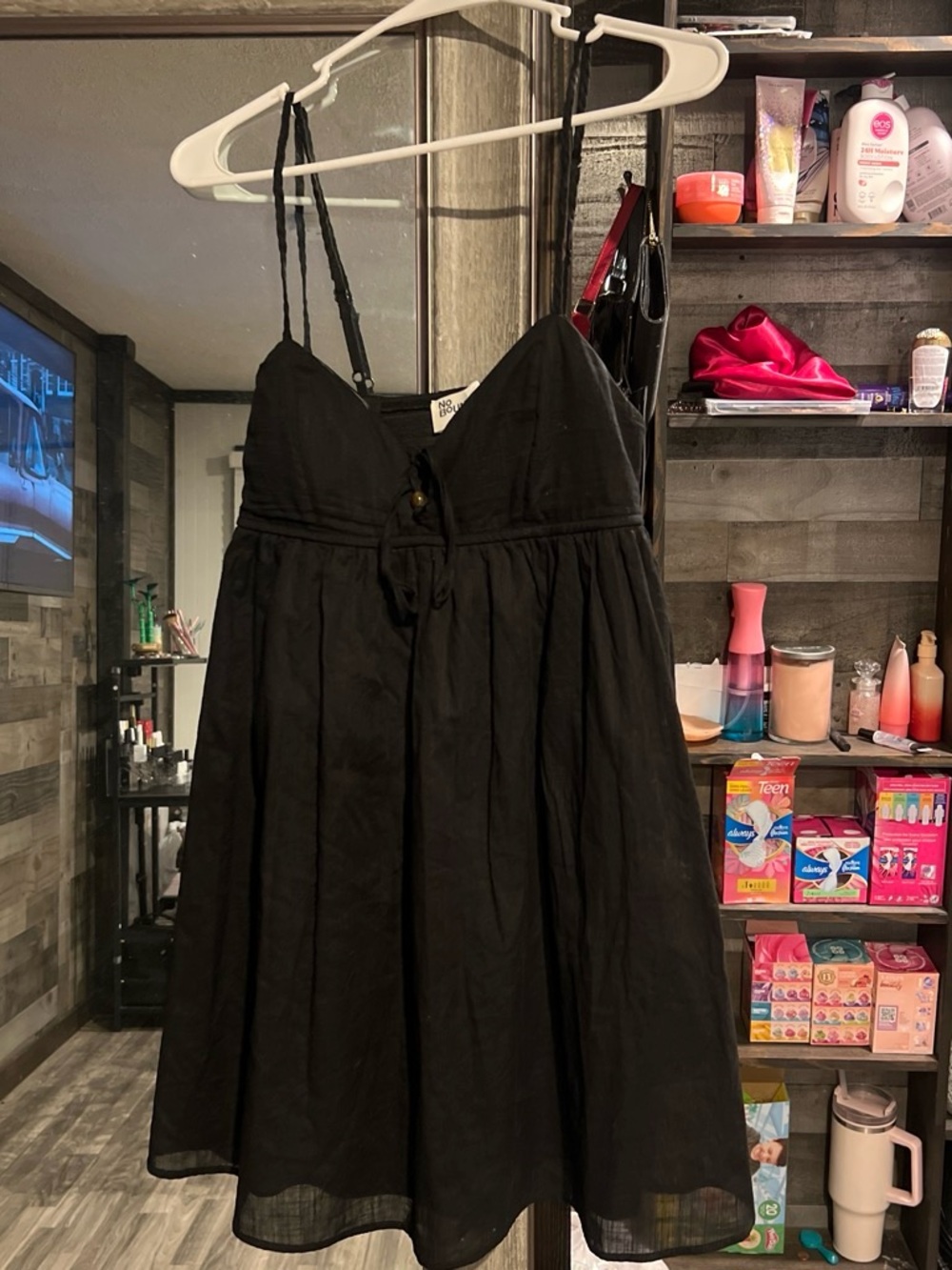No Boundaries Black Mini Sundress with Spaghetti Straps